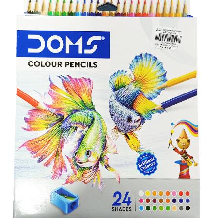DOMS 24 COLOUR PENCILS - ONE SHARPENER INSIDE THE BOX