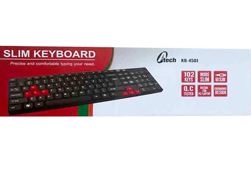 A-TECH PRO USB STANDARD KEYBORD THREE LANGUAGES  -JY-520BLTT