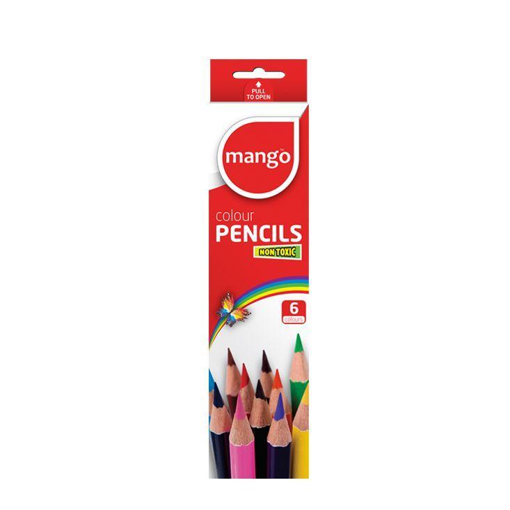 MANGO COLOUR PENCILS 6 COLOURS - NON TOXIC